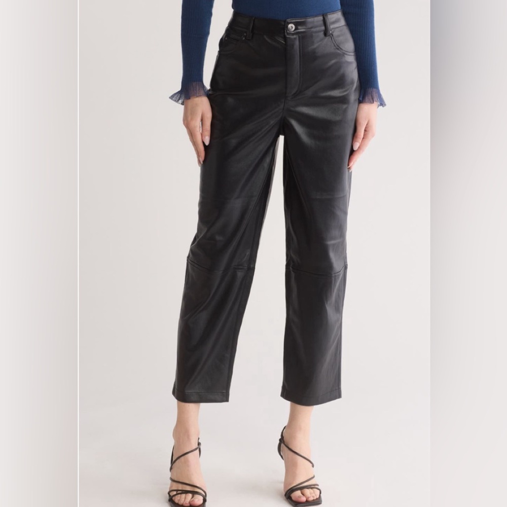 TED BAKER LONDON WMT -PLAIDER Straight leg Faux leather Trousers/ Wide Leg